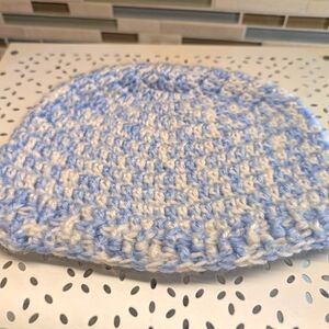 New Handmade Hat Beanie, Blue & White